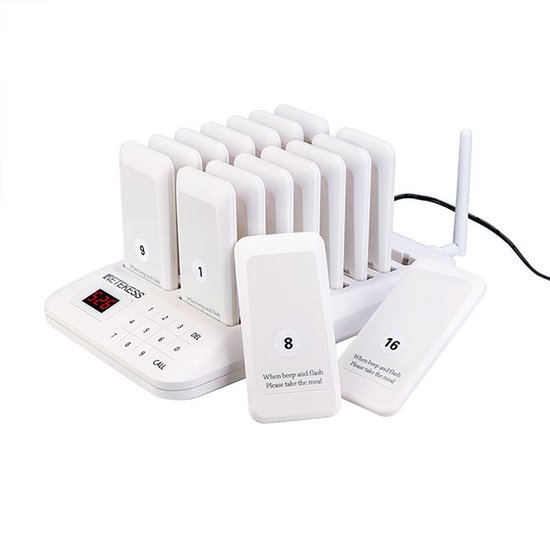 Retekess TD158 Pager Systeem, Oproepsysteem Restaurant, LED buis pieper Draadloos, LED Buisdisplay, 4 Oproepmodi, Batterij Met Grote Capaciteit, Mute-Toetsenbord Restaurant Pager, Hotel