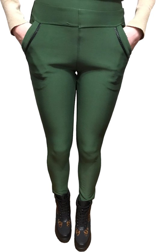 Dames stretch broek/legging yu&me licht groen maat L/XL