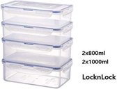 Conteneurs pour aliments frais dans un ensemble de 4 pièces, conteneurs de stockage empilables en plastique transparent de haute qualité, sans BPA, étanches, coudés, 2 x 0 litres et 2 x 1 litres