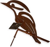 Iron Art Tuindecoratie - Vogel Snelle Jelle op stok met schroef - Ecoroest