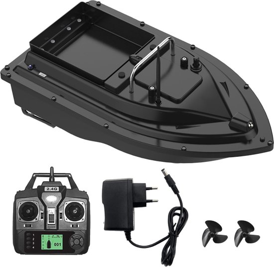 RC Voerboot, Dubbele Motor GPS Visaasboot, Maximale Belasting van 1,5KG Afstand van 500M Afstandsbediening, met Oplaadbare Batterij van 18000mah,Black
