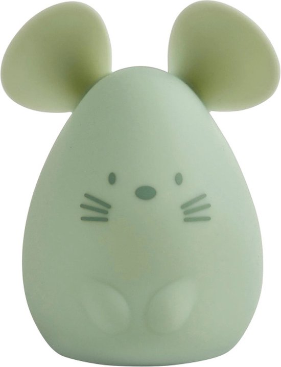Nattou Silicone - Nachtlamp voor Baby's - Muis - 11 cm - Groen