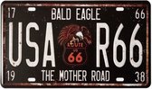 Wandbord Special - Kentekenplaat - Route 66 The Mother Road Bald Eagle USA R66