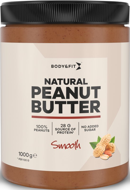 Body & Fit Natural Smooth Peanut Butter - 100% Pindakaas - Pindapasta - 1 kg