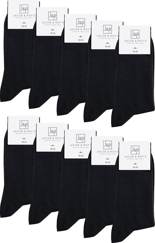 Jacob & Roy's 9 paires de Chaussettes noires - Hommes et femmes - Taille 35-38 - Sans couture