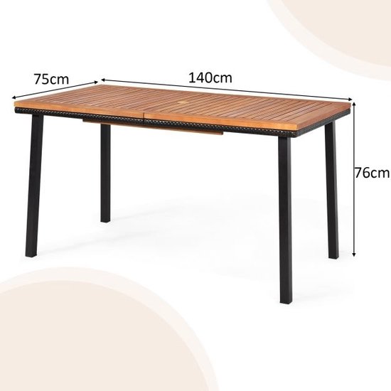Express Houten tuintafel inklapbaar halfrond 90 x 60 cm