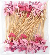 100 stuks houten flamingo feestprikkers - cupcake toppers