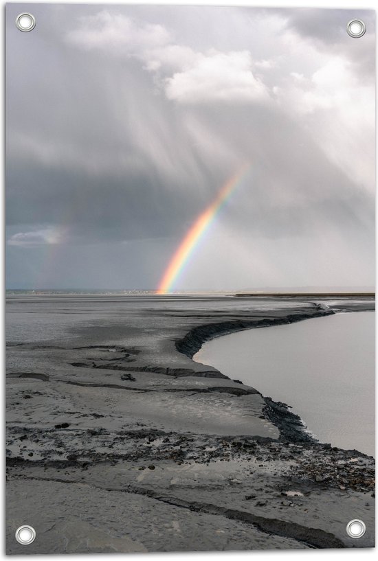 Foto: Tuinposter regenboog bij dondere lucht 40x60 cm foto op tuinposter wanddecoratie voor buiten en binnen 