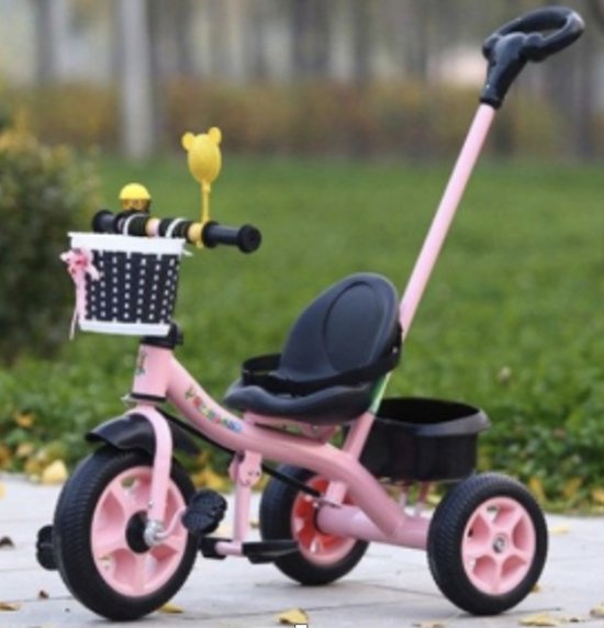 I-wannahve - Kinder driewieler / Baby Trike driewieler van metaal, kleur - voor kinderen vanaf 12 maanden, 55 x 47 x 52 cm, Roze zwartt