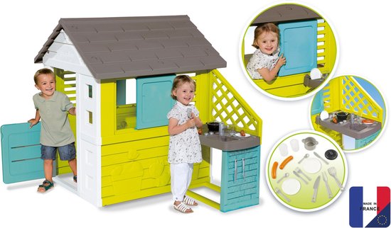 Smoby - Pretty House + zomerkeuken - 145 x 110 x 127 cm - Speelhuis - Vanaf 3 jaar.