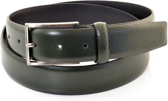 Riem Homme Cuir Véritable Pleine Cuir Vert - 3,5 cm de large - Ceinture - Riem soignée - Riem Pantalon - Taille : 95 / Longueur totale ceinture 110 cm - Cuir véritable