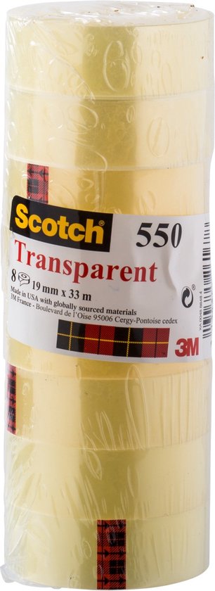 Ruban adhésif Scotch® transparent 550,19 mm x 10 m, 8 rouleaux
