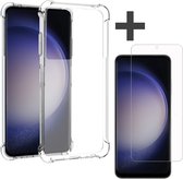 Arara Hoesje geschikt voor Samsung Galaxy S23 Ultra Hoesje transparant anti shock backcover + Samsung Galaxy S23 Ultra Screenprotector gehard glas tempered glass