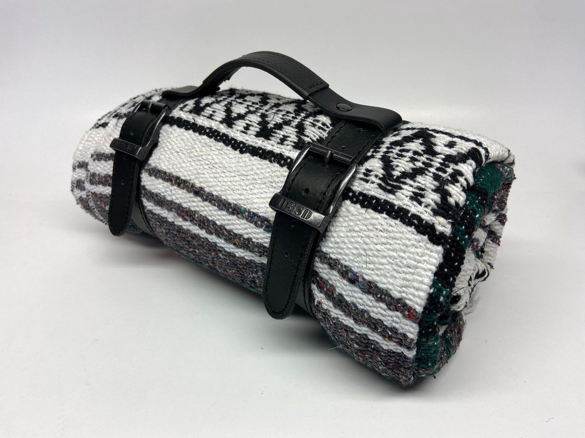 Dries Design D3SD - Mexicaanse deken – Dekenhouder – Harley – Chopper – Leder dekenhouder – Leren dekenhouder - Mexico sarapes – serapes – saltillos – Zwart - #303