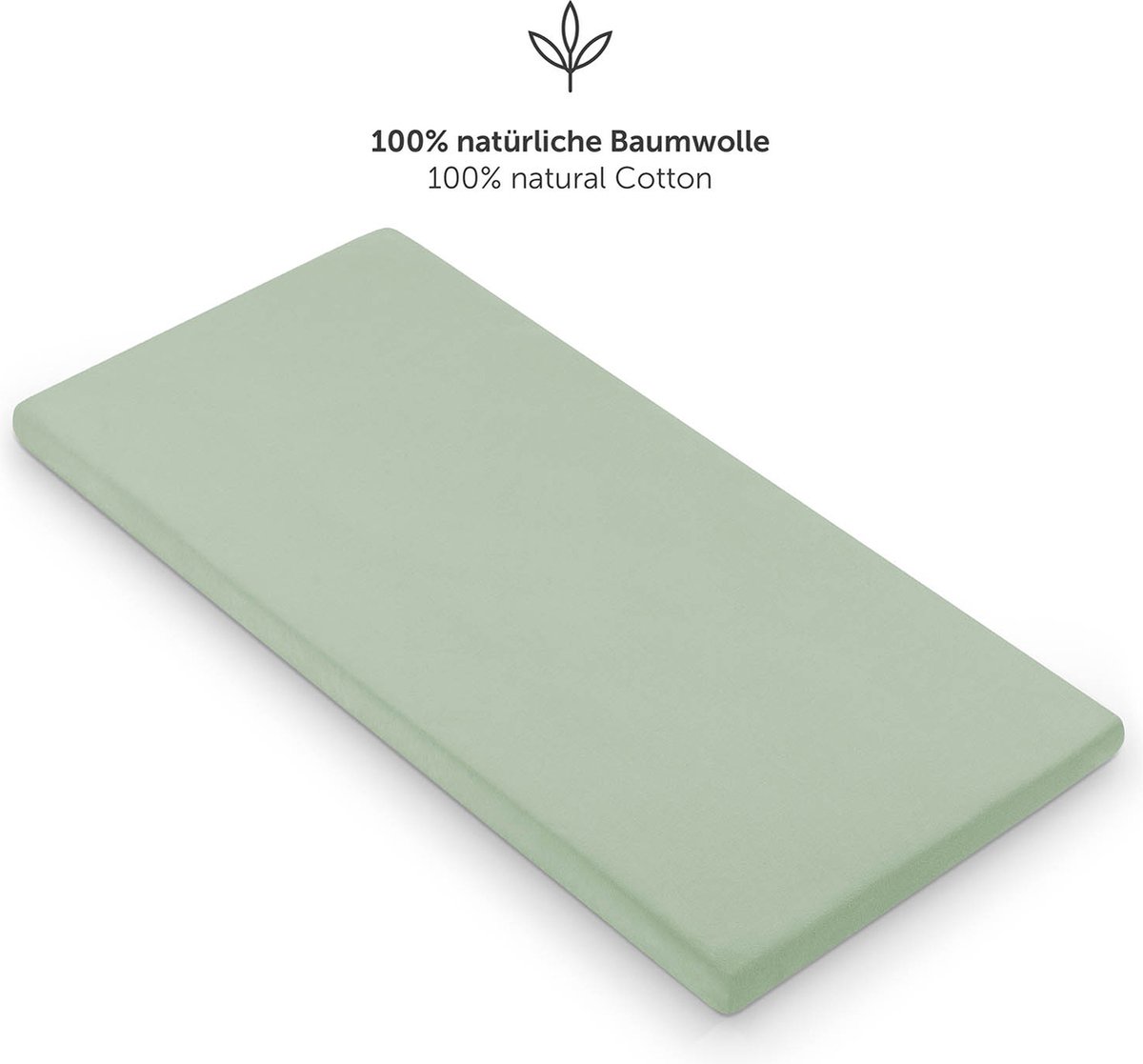 Laleni Jersey Baby/Kind Hoeslaken - Actief Ademend - Oeko-Tex Certificeerd - Babybed, Wieg, Kinderbed 100 x 100 x 10cm, zomergroen, vierkant