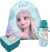 Disney Frozen lunchbox set voor kinderen - 3-delig - blauw - incl. gymtas/schooltas