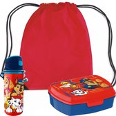 Boîte à lunch Paw Patrol pour enfants - 3 pièces - rouge - aluminium - sac de sport/sac d'école inclus