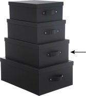 5Five Opbergdoos/box - 2x - zwart - L35 x B26 x H14 cm - Stevig karton - Industrialbox