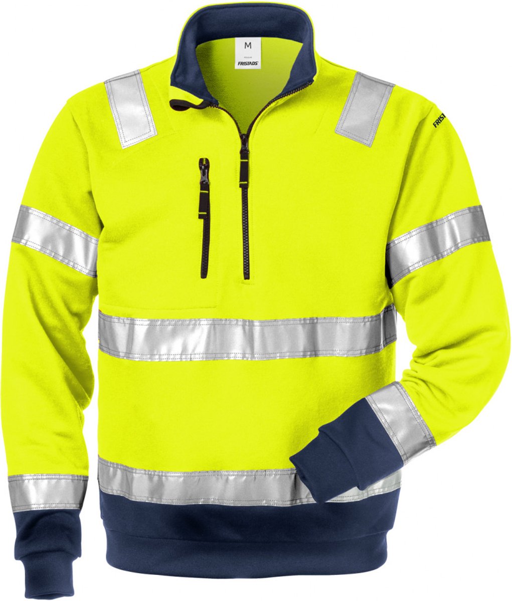 Fristads Hi Vis Sweatshirt Met Korte Rits Klasse 3 728 Shv Hi-Vis Marineblauw