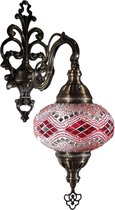 Lampe orientale - Applique murale - Lampe mosaïque - Lampe turque - Lampe marocaine - Ø 15 cm - Hauteur 28 cm - Handgemaakt - Authentique - Rose