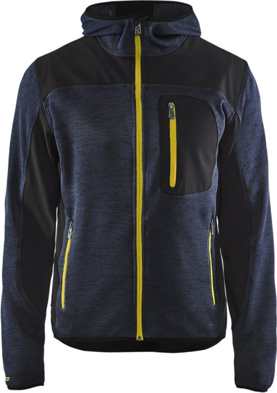 Blaklader Gebreid vest met softshell 4930-2117 - Donkerblauw/Geel - 4XL
