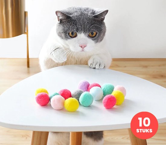 Katten balletjes (10 stuks) - Kattenspeelgoed – Kattenspeeltjes - Speelgoed voor Katten Balletjes – Kattenballetjes - Kat Speeltje bal | Diverse kleuren
