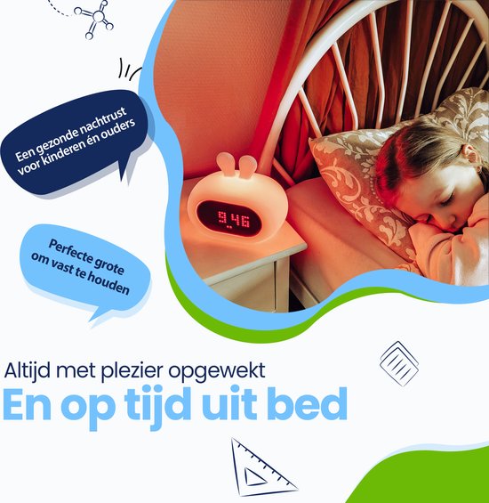 Kadoing Konijn Kinderwekker - Slaaptrainer Kinderen - Digitale Wekker en Wake Up Light
