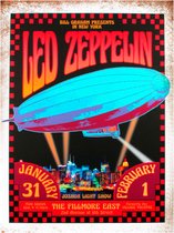 Signs-USA - Concert Sign - métal - Led Zeppelin - Bill Graham - New York - 20x30 cm