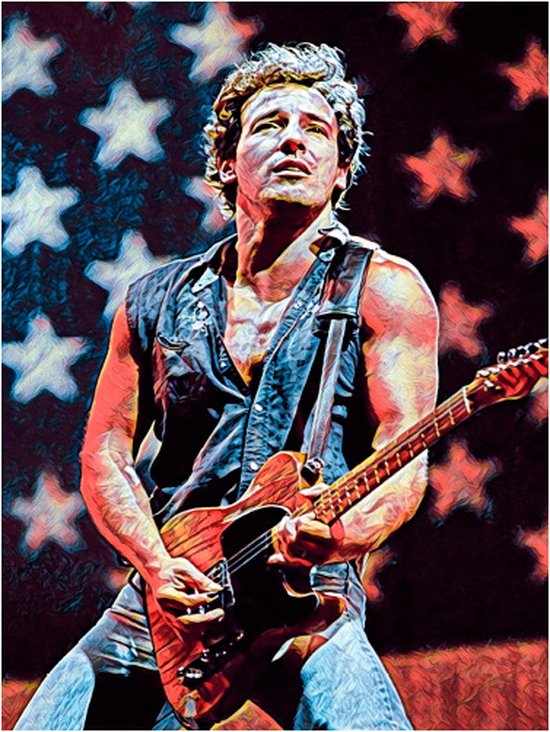 Signs-USA - Muziek Sign - metaal - Bruce Springsteen - Guitar USA Flag - 20x30 cm