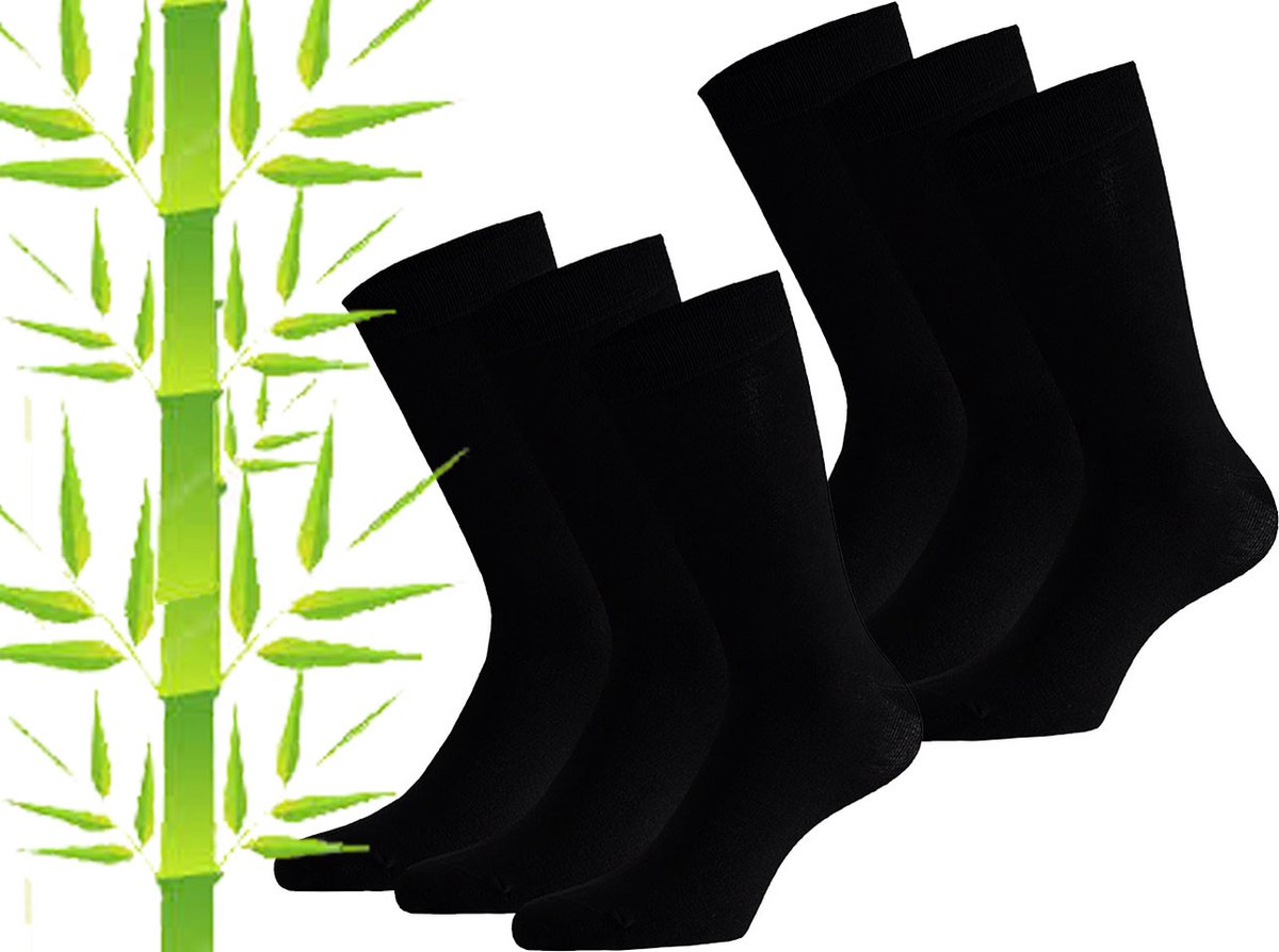 Bamboe sokken 6 paar Zonder naad ( zwart ) 43-46