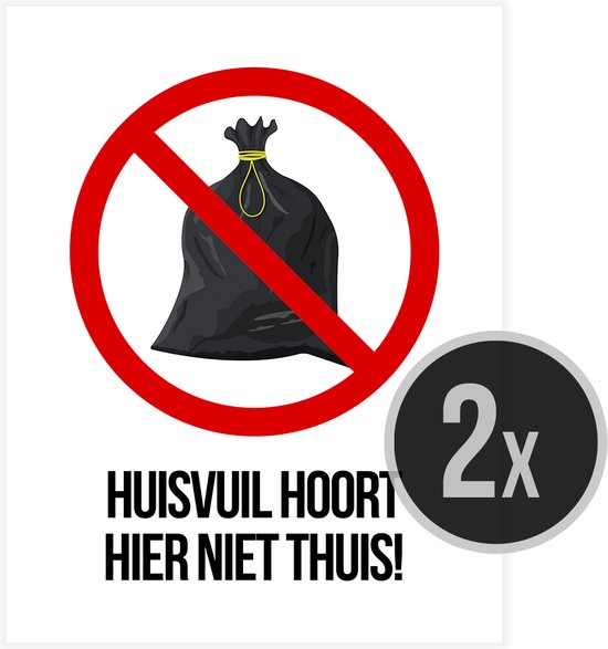 Pictogram/ bord "Huisvuil hoort hier niet thuis!" 19 x 25 cm Overlast