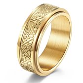 Ring d'anxiété - (celtique) - Ring de stress - Ring Fidget - Ring d'anxiété pour doigt - Ring pivotant - Ring tournant - Or - (19,00 mm / taille 60)