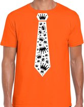 Bellatio Decorations oranje Koningsdag t-shirt - kroontjes stropdas - heren L