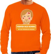 Bellatio Decorations Koningsdag sweater - verwen deze koning - Willem - heren - oranje XL