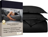 Bed Couture - Twill Katoen Dekbedovertrek set - 155x220 + 2 kussenslopen 80x80 - Luxe 100% Katoen, voelt soepel en ultra zacht - Zwart