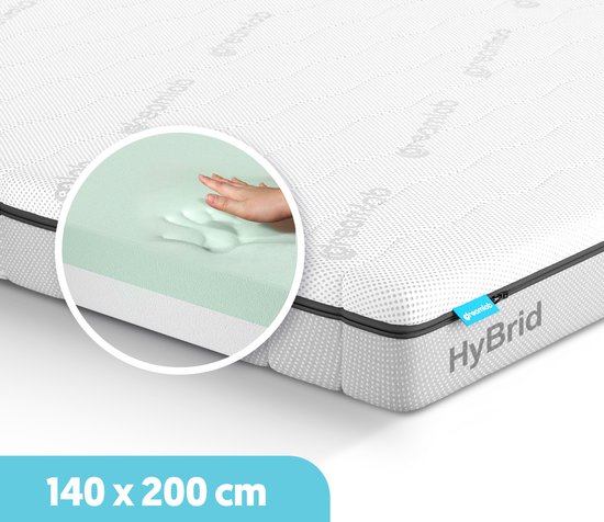Dreamlab aanpasbaar matras 140 x 200 - Hybridfoam® koudschuim matras -  Tweepersoons -... | bol.com