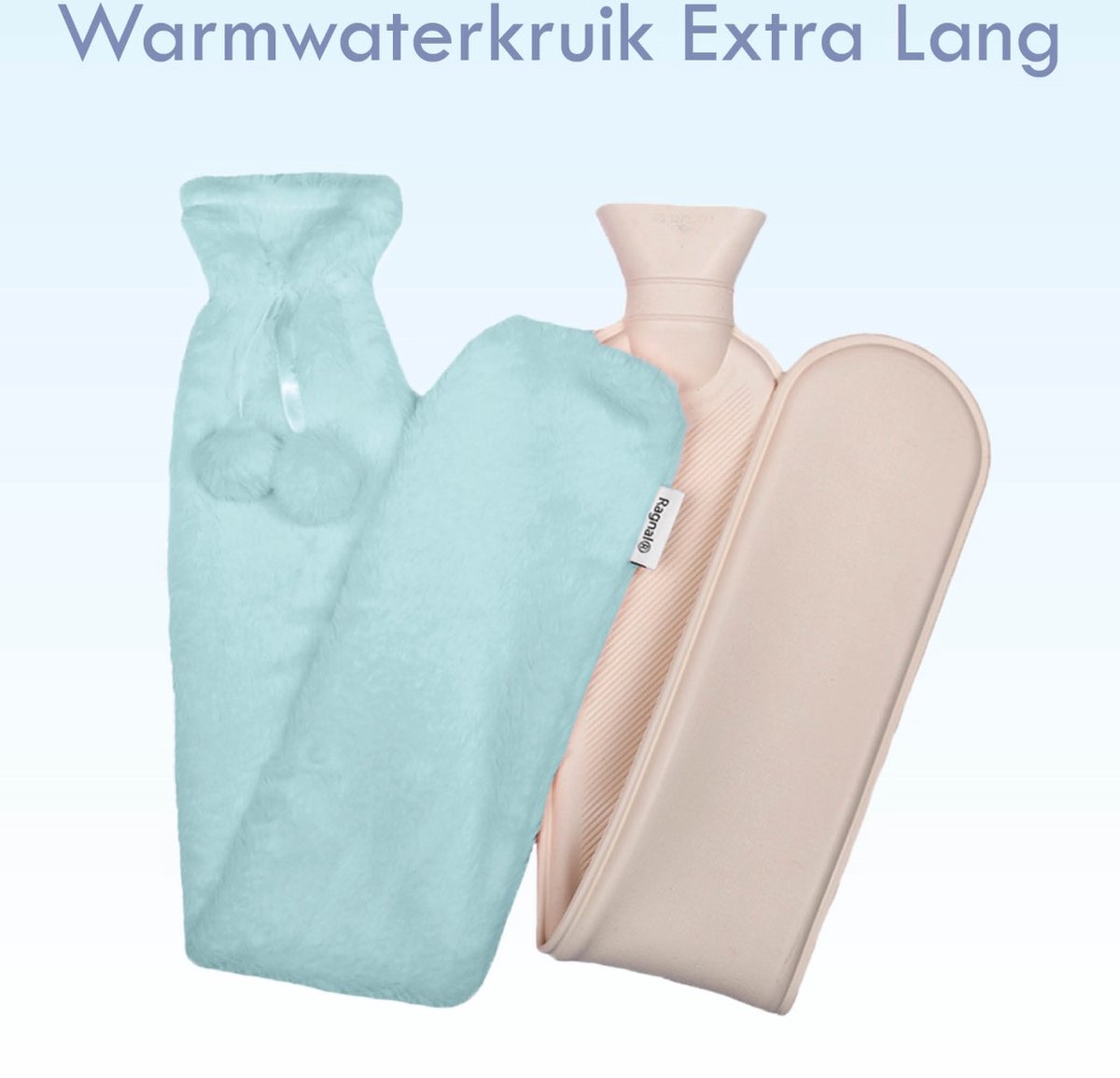 Ragnal Warmwaterkruik - Lichtblauw - Kruik Met extra zachte hoes - Warmtekussen - Extra Lang - 2L Inhoud - 8 uur warmte - Kruik - XXL – foto 5