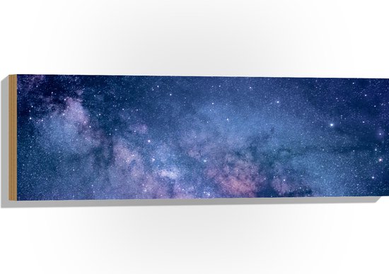 Hout - Donker- en Lichtblauwe Galaxy Lucht - 90x30 cm - 9 mm dik - Foto op Hout (Met Ophangsysteem)