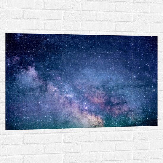 Muursticker - Donker- en Lichtblauwe Galaxy Lucht - 105x70 cm Foto op Muursticker