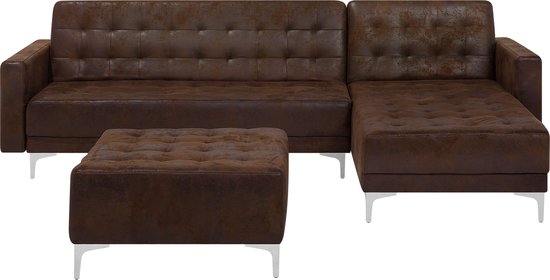 Beliani ABERDEEN - Canapé d'angle - Marron - Polyester