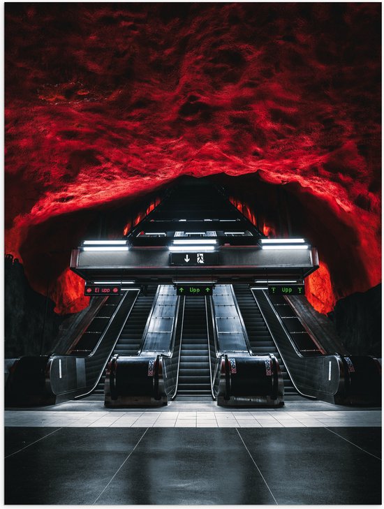 Poster (Mat) - Solna Centrum Metro Station - Zweden - 75x100 cm Foto op Posterpapier met een Matte look