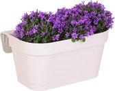 Campanula Addenda Ambella Intense purple - Balkonbak white met 3 stuks campanula potmaat 12cm - Incl. ophangsysteem - Klokjesbloem paars - vaste planten - tuinplanten
