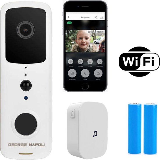 Calex Sonnette de porte intelligente avec caméra - Sonnette de porte vidéo  - 2K - Sans