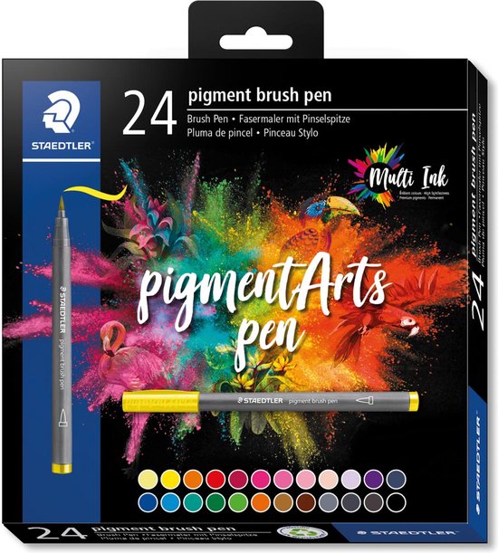 STAEDTLER pigment brush pen set 24 kleuren bol
