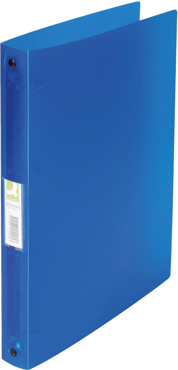 Q-CONNECT ringmap, PP, 4 ringen, 25 mm, transparant blauw