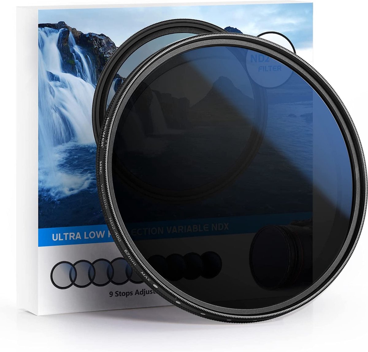 Neewer® - 52MM - Ultraslank - ND2 - ND400 - Fader Neutrale Dichtheid - Verstelbaar lensfilter voor cameralens met 49MM - Filterschroefdraad maat - Gemaakt van Optisch Glas en Aluminium frame -Filters met Neutrale Dichtheid