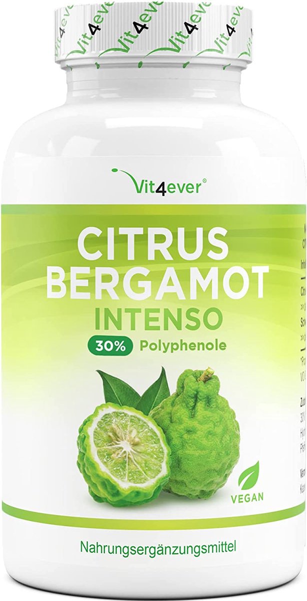 Goedkoopste Citrus Bergamot - 120 capsules hooggedoseerd met 760 mg per stuk - Premium 30 polyfenolen piperine - kruising van citrus citroen & bittere sinaasappel - Veganistisch - Vit4ever