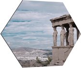 Dibond Hexagon - Uitzicht op Parthenon Tempel in Athene, Griekenland - 70x60.9 cm Foto op Hexagon (Met Ophangsysteem)