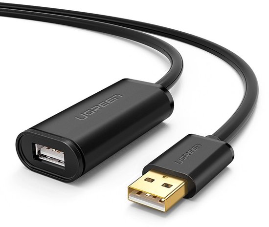 USB 2.0 actieve verlengkabel 5 m USB Type A man-vrouw 480 Mbps signaalversterker zwart Ugreen