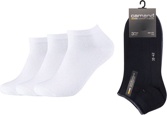 CAMANO Sneaker sokken 3 PACK Wit 80% Katoen 39/42 Naadloos en zonder knellende elastiek